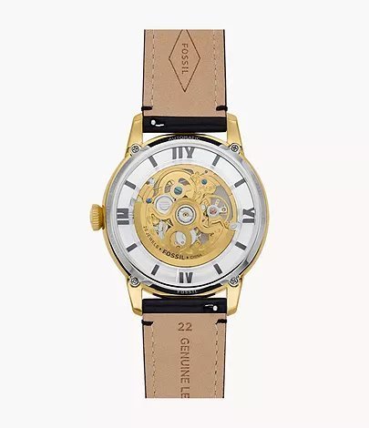 FOSSIL TOWNSMAN AUTOMATIC (BLACK/GOLDEN) AUTOMATIC LETHER WRIST WATCH - View 3