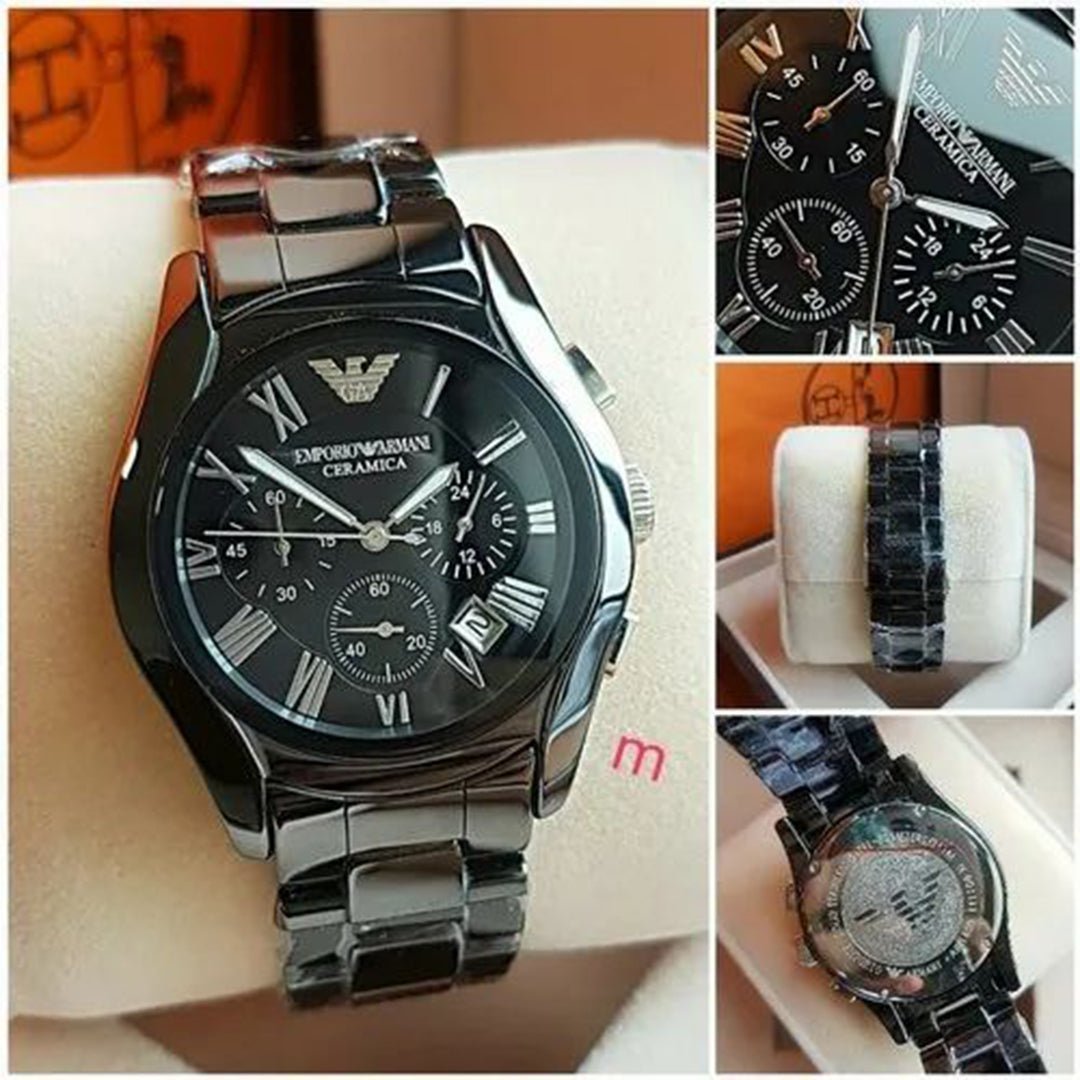 Armani Ceramica Black Silver Metal Watch - View 2
