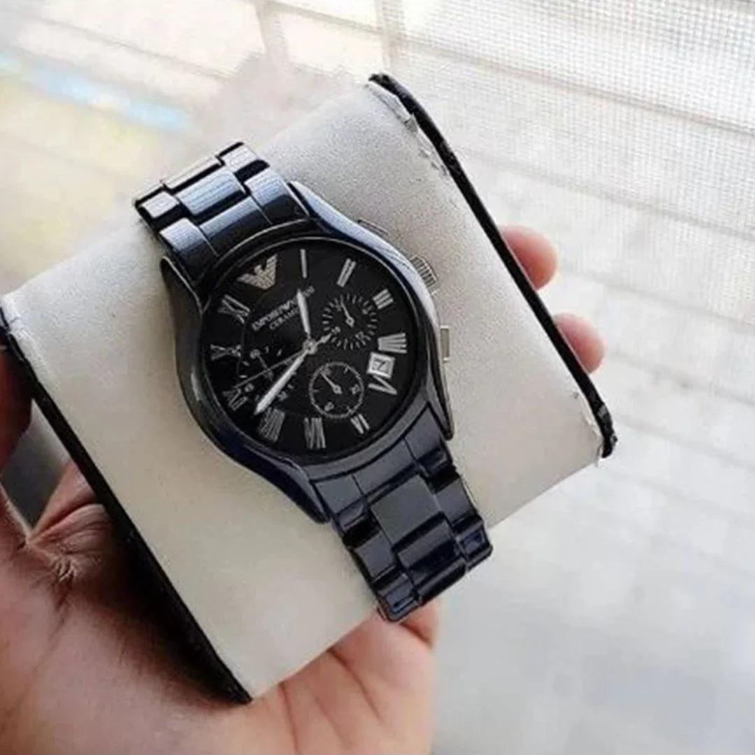 Armani Ceramica Black Silver Metal Watch - View 4