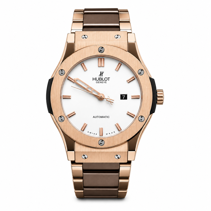 Hublot Automatic Japanese Machine watch (Golden with White Dial) by Hublot - Watch Corner