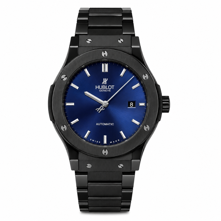 Hublot Automatic Japanese Machine watch (Black with Royal Blue Dial) by Hublot - Watch Corner