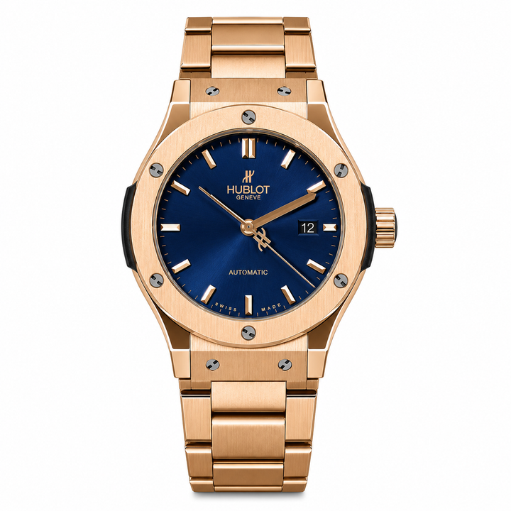 Hublot Automatic Japanese Machine watch (Golden with Royal Blue Dial) by Hublot - Watch Corner