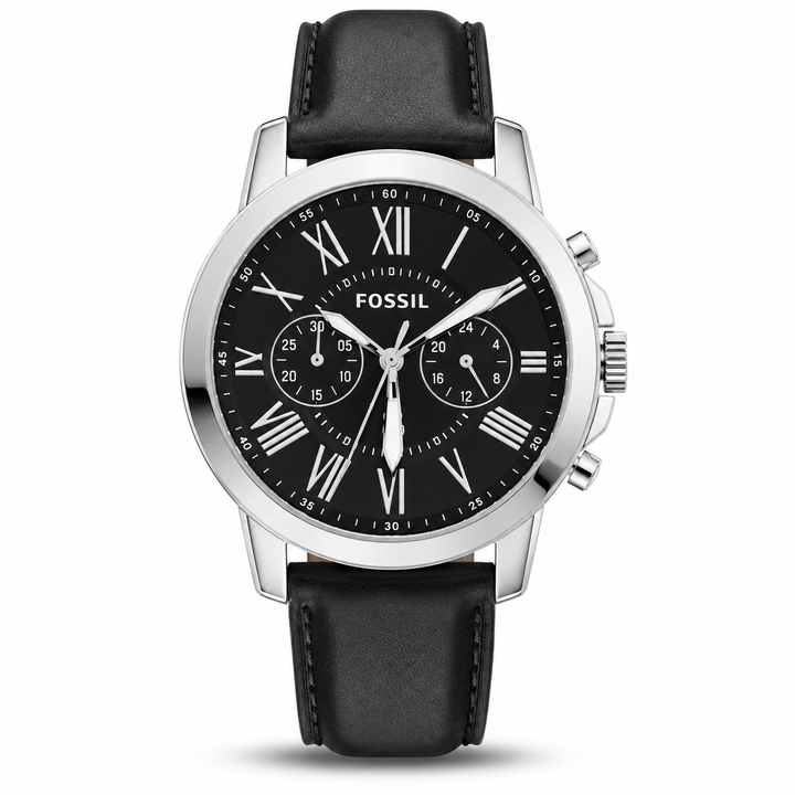 Fossil Grant Leather Belt Black Silver Watch by Fossil - Watch Corner
