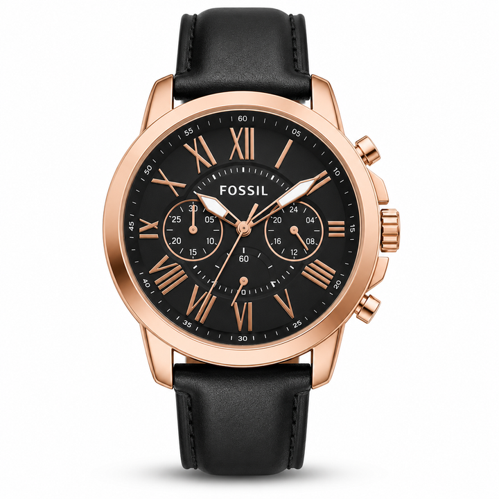 Fossil Grant Leather Belt Black Copper Watch by Fossil - Watch Corner
