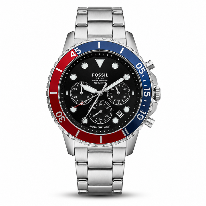 Fossil Fb 03 Silver Red Metal Watch by Fossil - Watch Corner