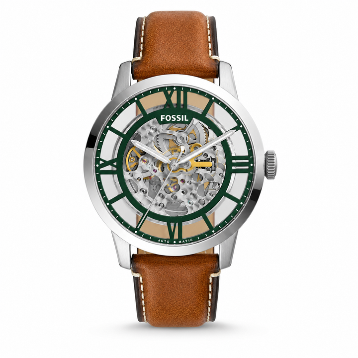 FOSSIL MEN BROWN TOWNSMAN SKELETON AUTOMATIC LETHER WRIST WATCH by Fossil - Watch Corner