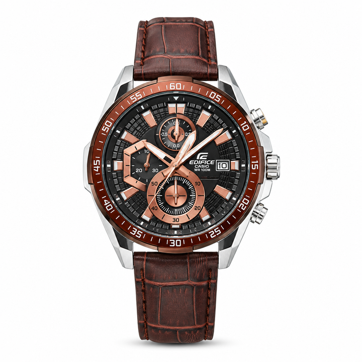 Edifice Brown Leather Watch by Edifice - Watch Corner