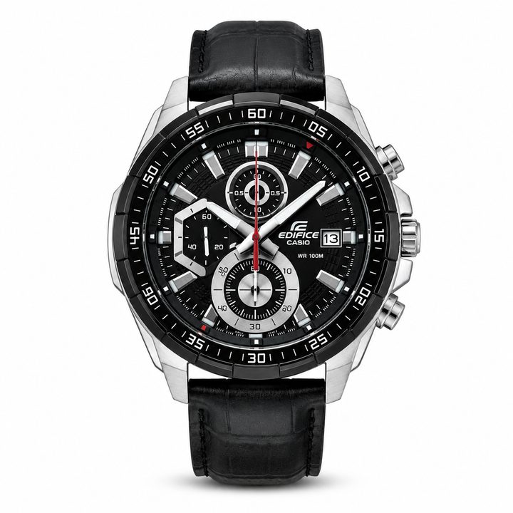 Edifice Black Leather Watch by Edifice - Watch Corner