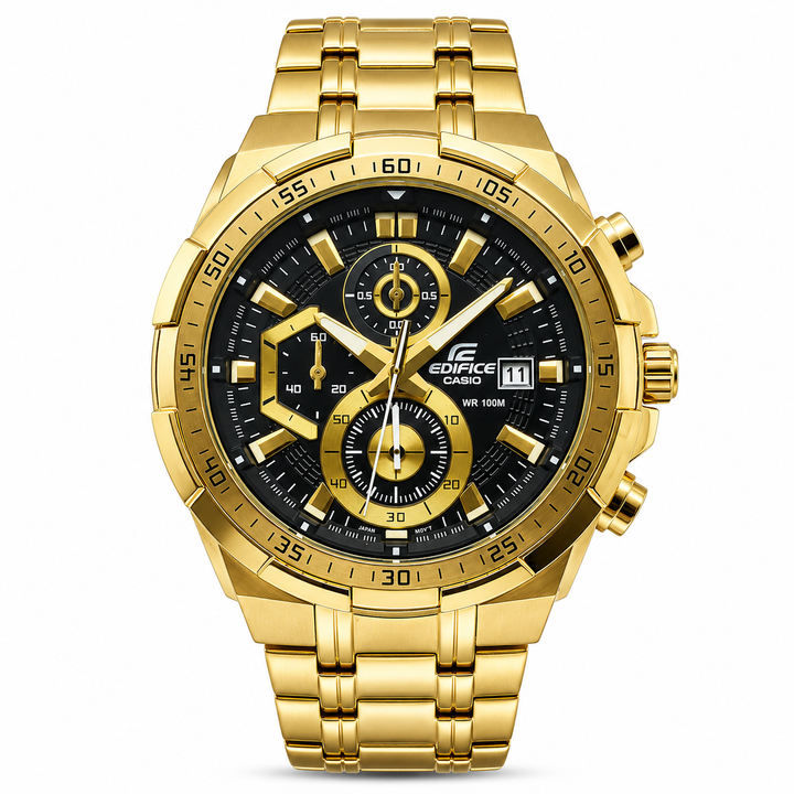 Edifice Gold Black Metal Watch by Edifice - Watch Corner