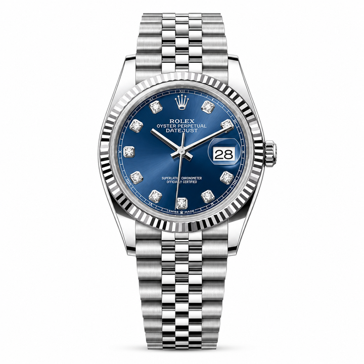Rolex Date just 41 bright blue, diamond-set by Rolex - Watch Corner