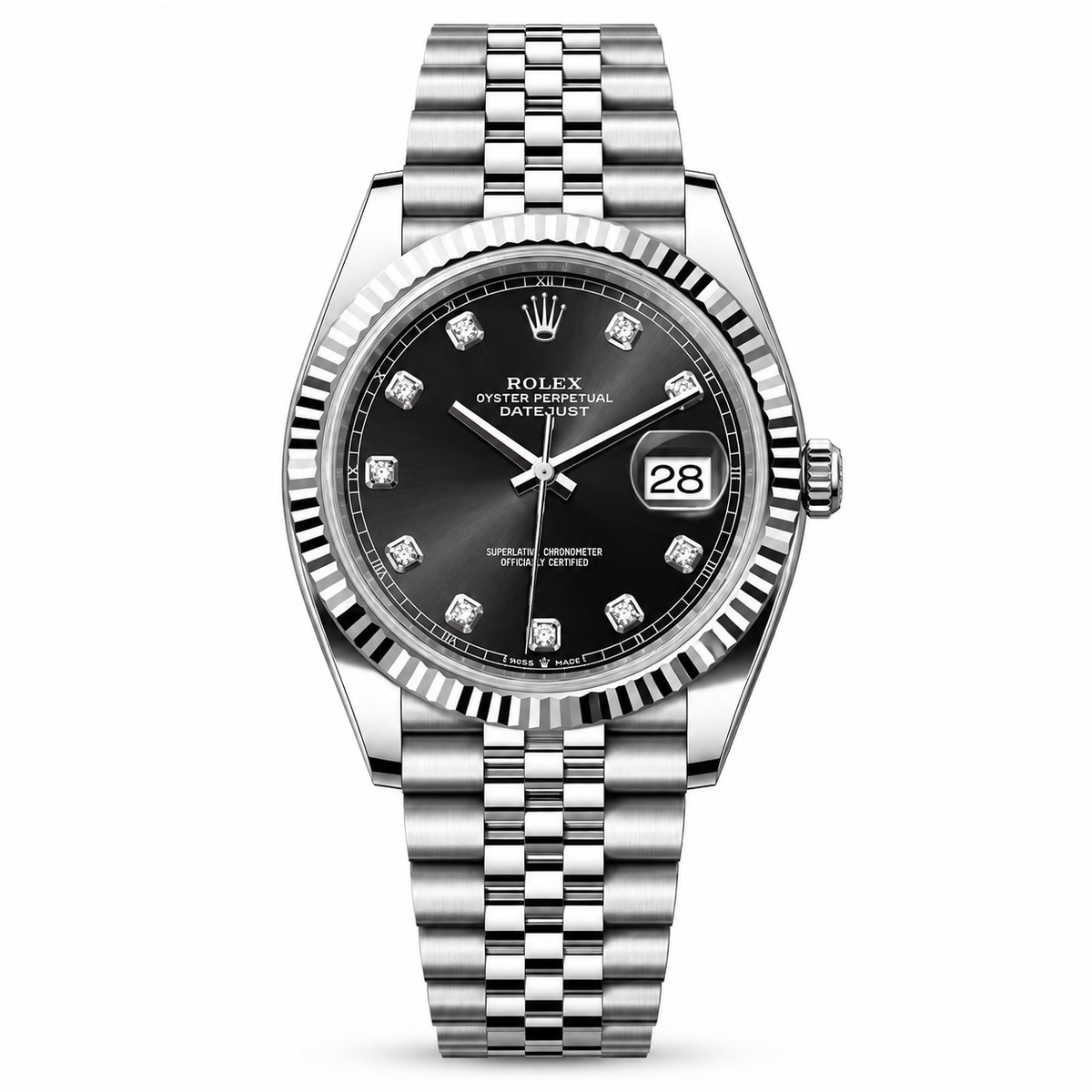 Rolex Date just 41 bright black, diamond-set by Rolex - Watch Corner