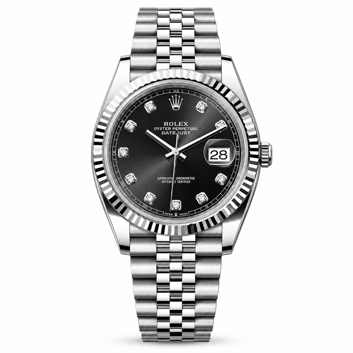 Rolex Date just 41 bright black, diamond-set by Rolex - Watch Corner