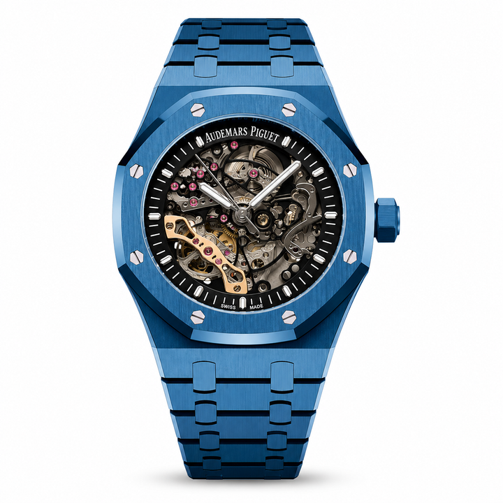 Audemars Piguet Royal Oak Double Balance Wheel Open worked Full Blue Skeleton Dial Automatic Mens Watch by Audemars Piguet - Watch Corner