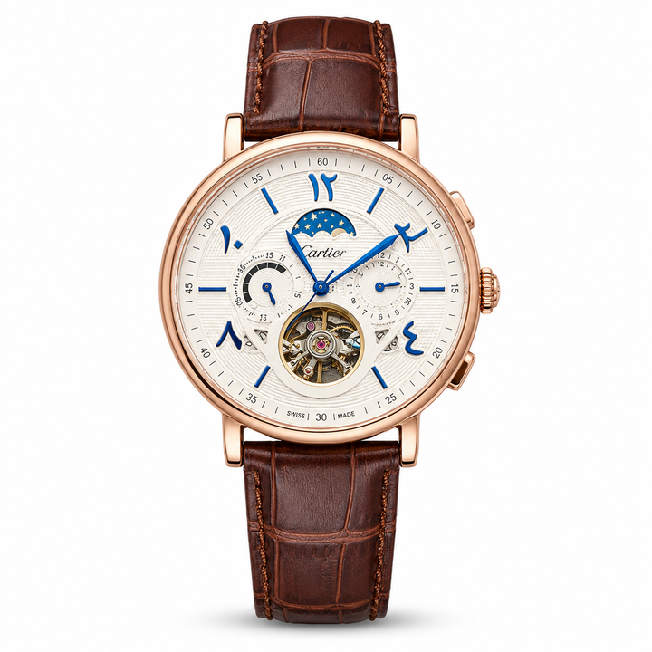 Cartier Leather Brown Automatic Watch D by Cartier - Watch Corner