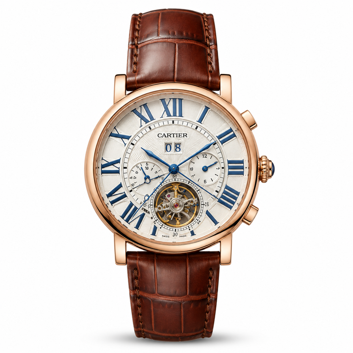 Cartier Leather Brown Automatic Watch Circle Dial B by Cartier - Watch Corner