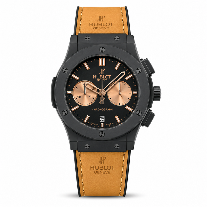 Hublot Brown Black Dial Leather Belt Watch by Hublot - Watch Corner