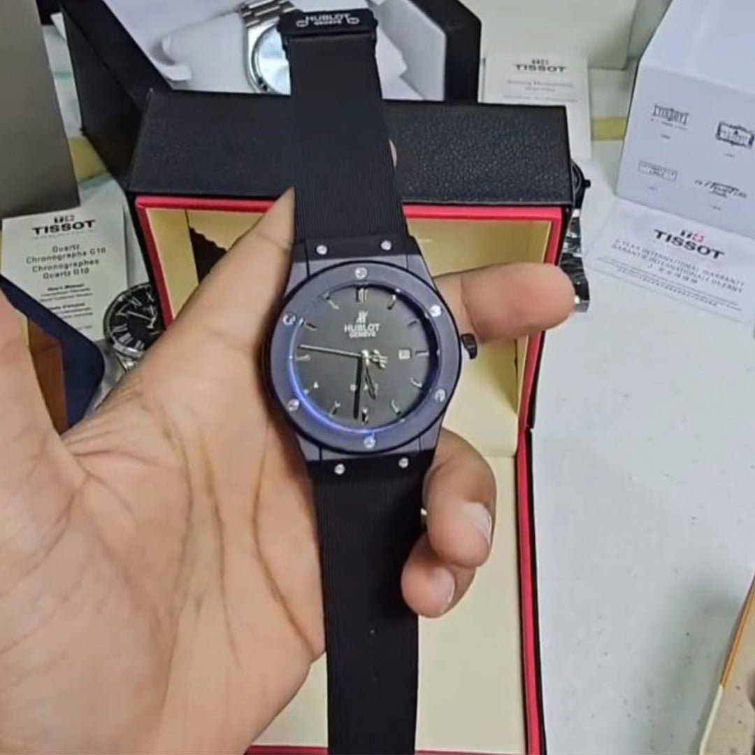 Hublot Black Leather Belt Watch B - View 3