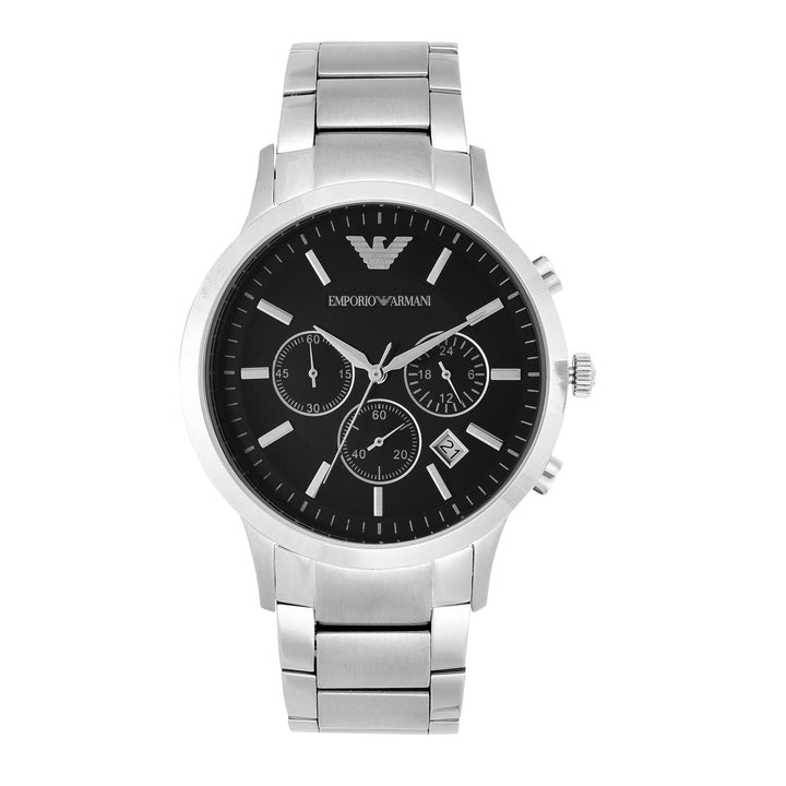Armani Ar2453 Silver Black Dial Metal by Armani - Watch Corner