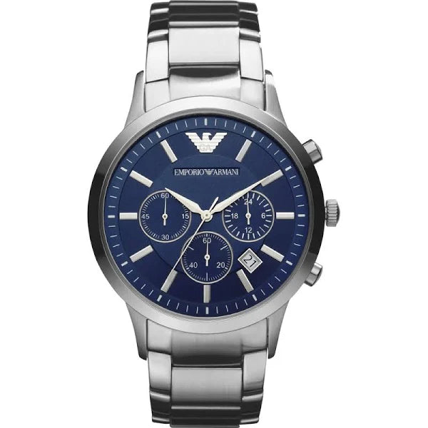 Armani Ar2453 Silver Blue Dial Metal by Armani - Watch Corner